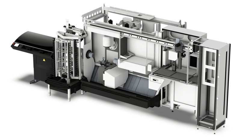 Die neuen Optionen zum Fertigen langer, schwerer Wellenteile: erweiterter Arbeitsraum mit X 1.550 mm, 12-fach Revolver zur Aufnahme einer Lünette und für erweiterte Bearbeitungsmöglichkeiten mit der zweiten Einheit, Magazin für 176 Werkzeuge mit Länge bis zu 450 mm – für ein Mehr an Flexibilität. 