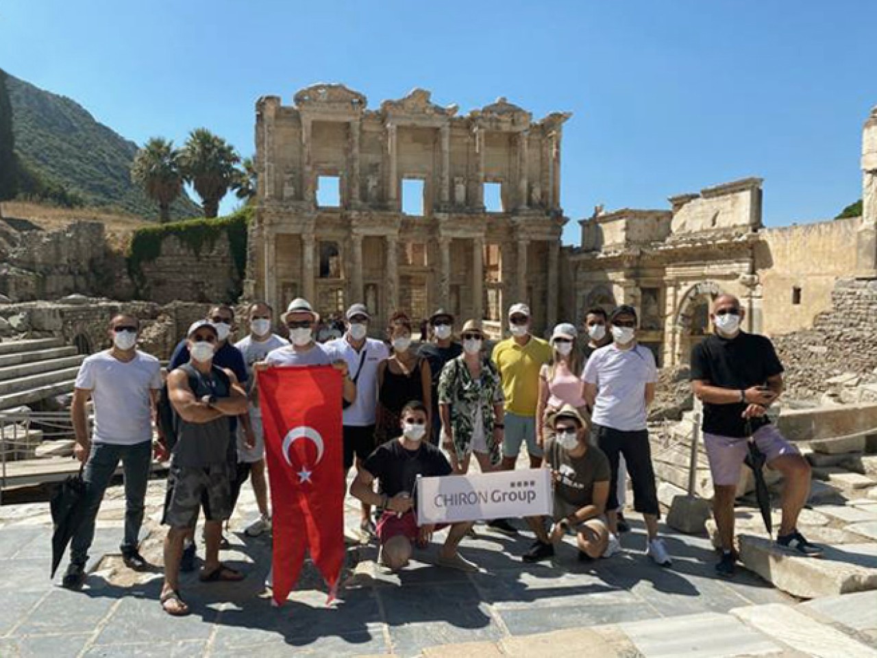  The teams from Istanbul, Izmir and Bursa on their anniversary trip, in front of the famous Library of Celsus facade in Ephesus.  