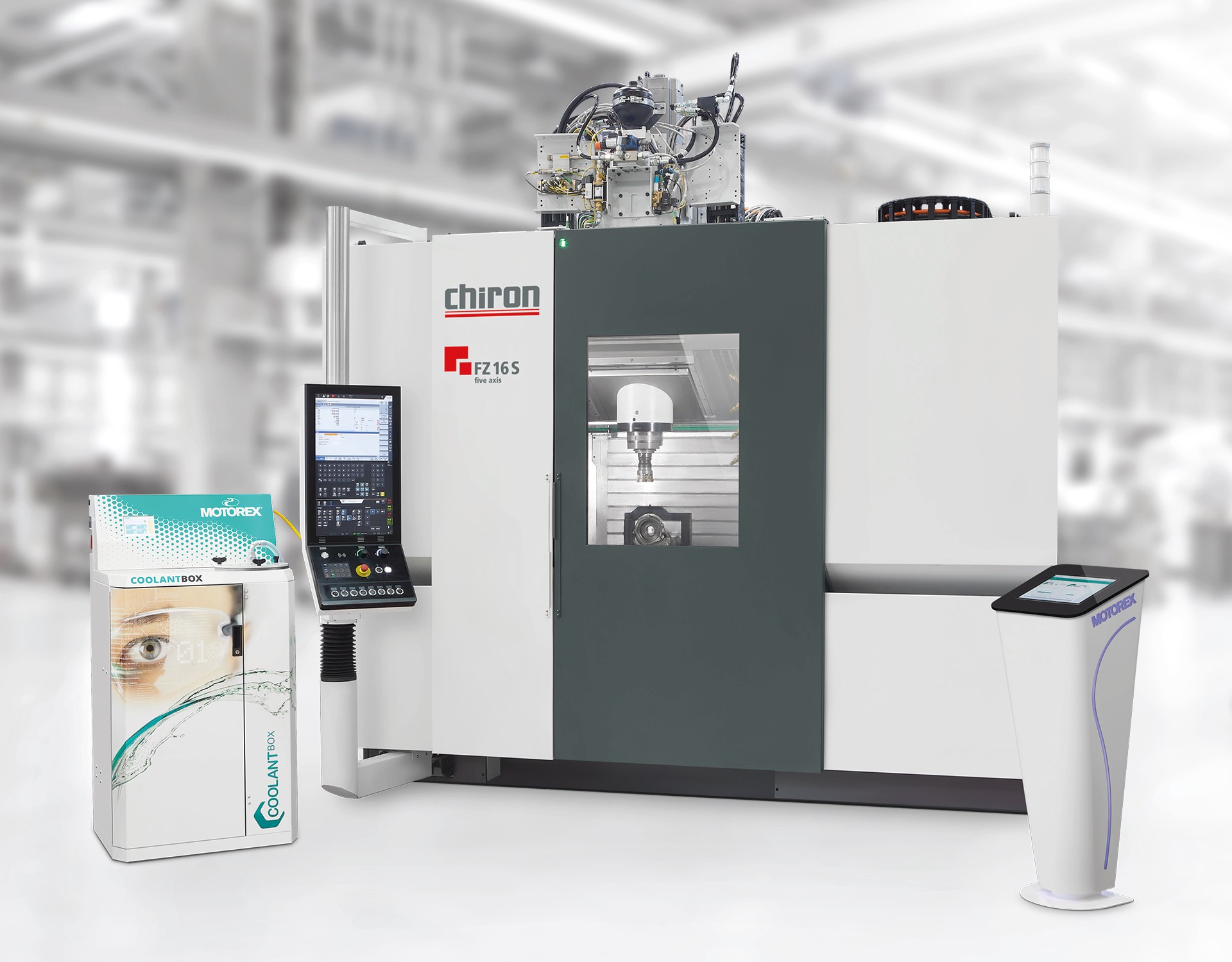 The intelligent coolant management supplied by MOTOREX ensures ideal machining results and can be integrated into the automatic condition monitoring tool »ConditionLine« offered by the CHIRON Group.