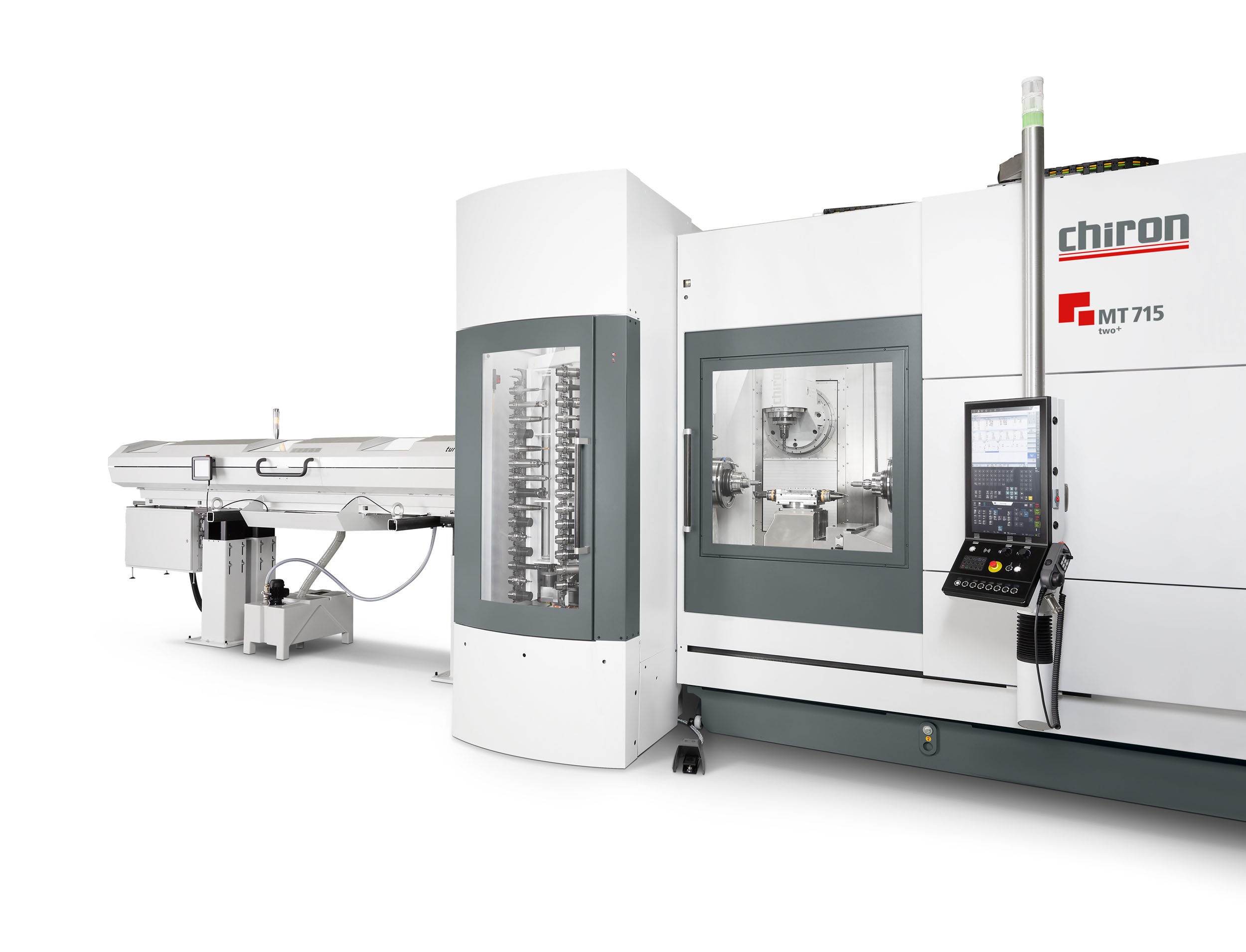 Komplettbearbeiten von sechs Seiten mit hoher Autonomie mit der MT 715 two+ mit integrierter Werkstückautomation.