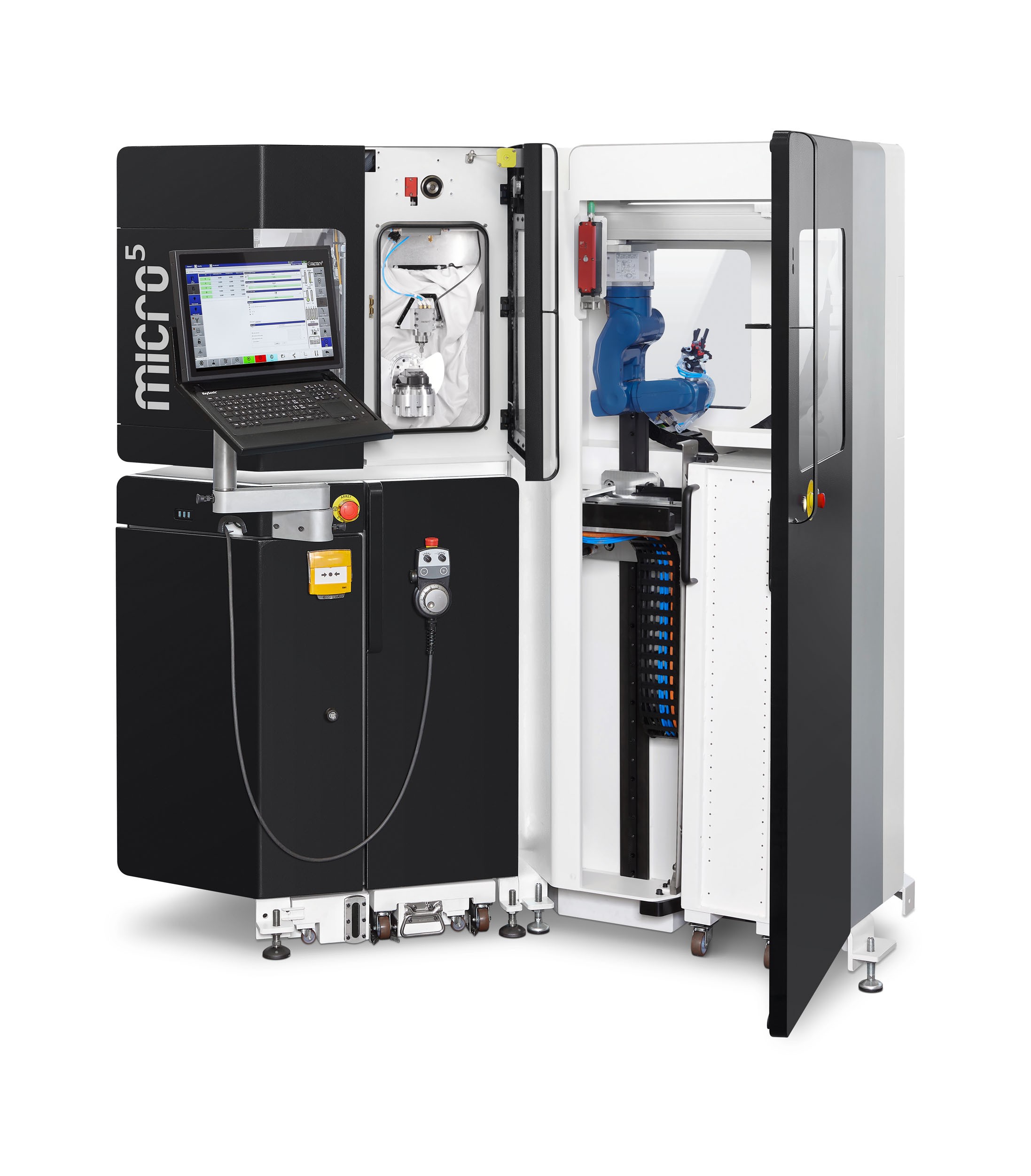 Smart combination of a Micro5 high-speed machining center and Feed5 automation.