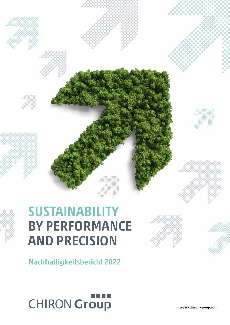 Der Nachhaltigkeitsbericht der CHIRON Group zeigt bereits durch die aufstrebenden Pfeile auf dem Titel, welch ambitionierte Ziele das Unternehmen verfolgt.
