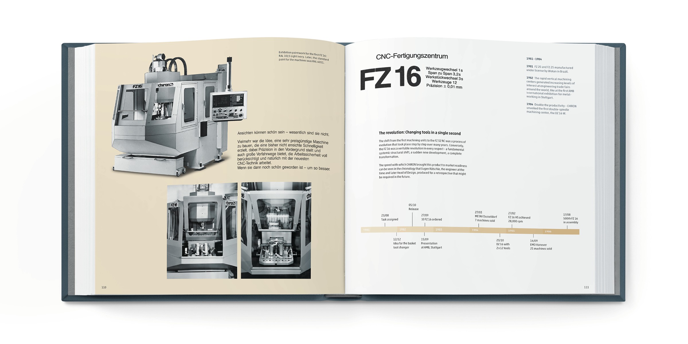 Revolution in the machine-tool industry: The legendary FZ 16 with tool change in 1 second spawns the tag-line »Seconds ahead«.